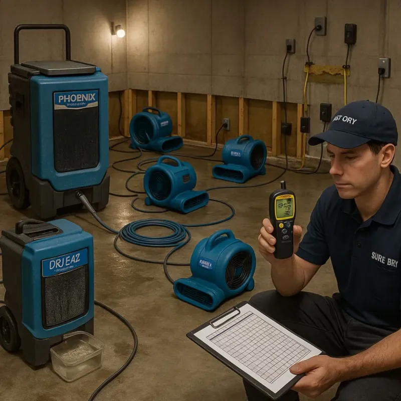 Structural Drying and Dehumidification process in Brownsfield, LA